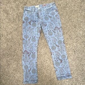 Pilcro Blue Floral Straight Leg Jeans